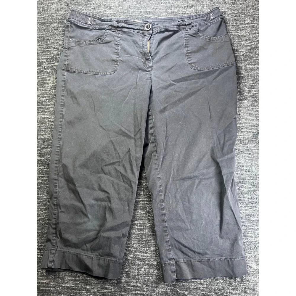 Chico's Capri Pants Womens 3 Black Cotton Blend Stretch Cropped Mid Rise 0469